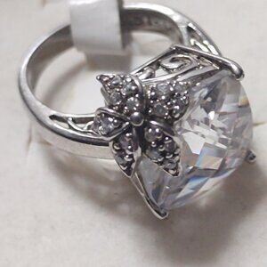 Women's Size 4 1/2 Sterling Silver Ring Large Cubic Zirconia Italian 925 silver